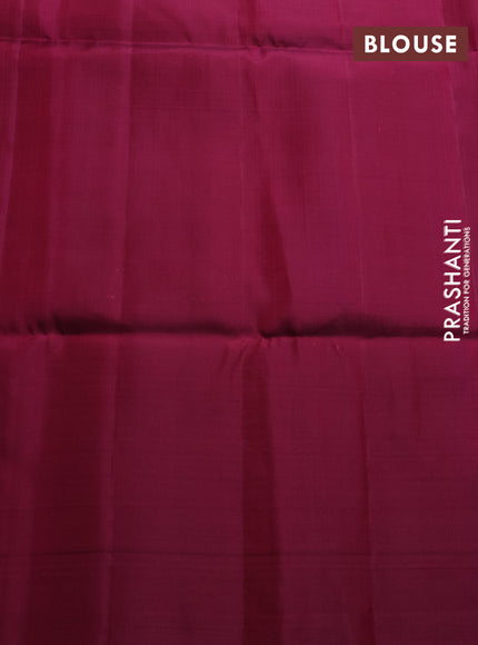 Pure soft silk saree peach pink and magenta pink with box type zari woven buttas and temple zari woven butta border