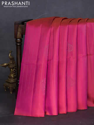 Pure soft silk saree dual shade of pink with allover zari weaves & buttas and zari woven butta border