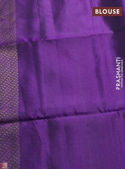 Pure soft silk saree dual shade of blue and violet with allover zari weaves & buttas in borderless style