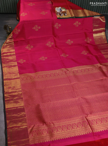 Pure kanchipuram silk saree pink and dual shade of green with zari woven buttas and rich zari woven border