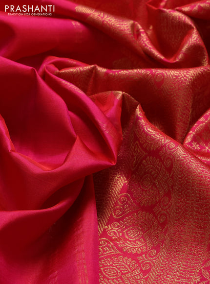 Pure kanchipuram silk saree pink and dual shade of green with zari woven buttas and rich zari woven border
