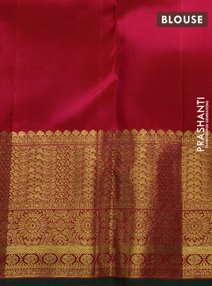 Pure kanchipuram silk saree pink and dual shade of green with zari woven buttas and rich zari woven border