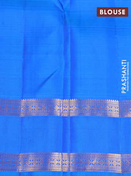 Pure kanchipuram silk saree purple and blue with zari woven buttas and rettapet zari woven border