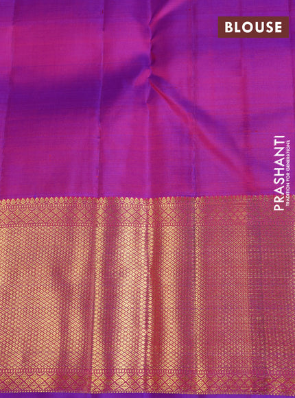 Pure kanchipuram silk saree pink and purple with zari woven buttas and rich zari woven border