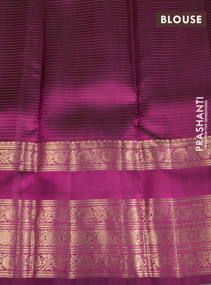 Pure kanchipuram silk saree purple with allover zari checks & buttas and long rettapet zari woven border