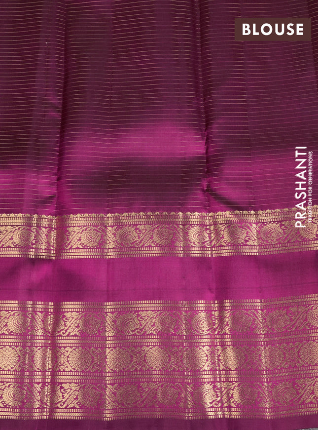 Pure kanchipuram silk saree purple with allover zari checks & buttas and long rettapet zari woven border