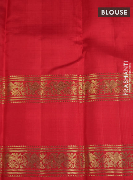 Pure kanchipuram silk saree pastel blue shade and red with allover zari checks & buttas and long zari woven border