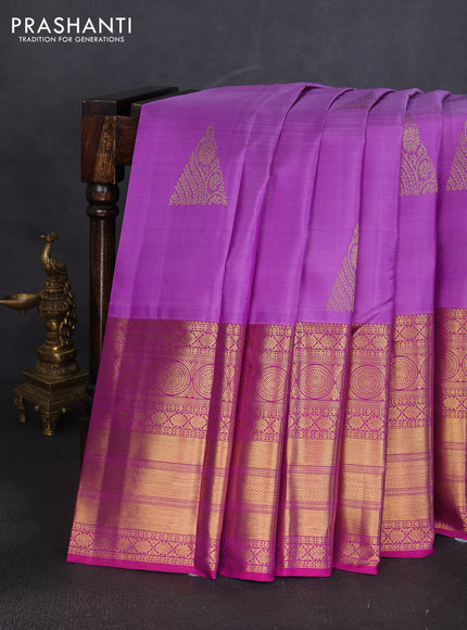 Pure kanchipuram silk saree lavender and pink with zari woven buttas and long rich zari woven border