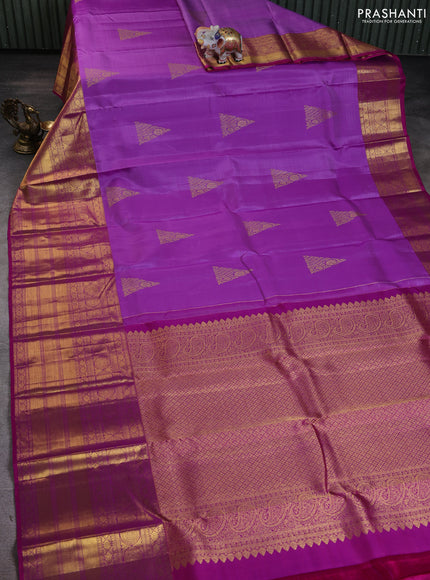 Pure kanchipuram silk saree lavender and pink with zari woven buttas and long rich zari woven border