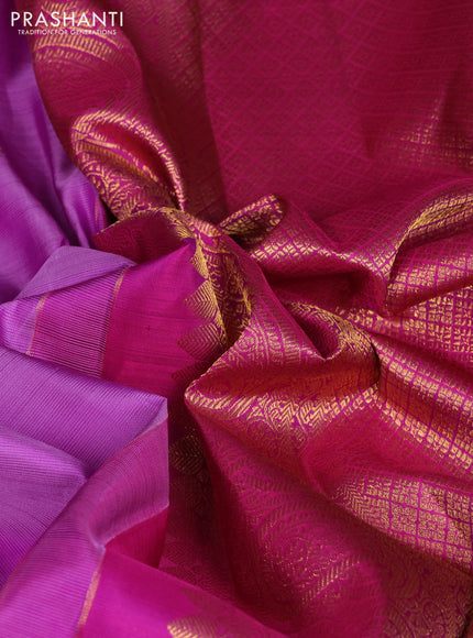 Pure kanchipuram silk saree lavender and pink with zari woven buttas and long rich zari woven border