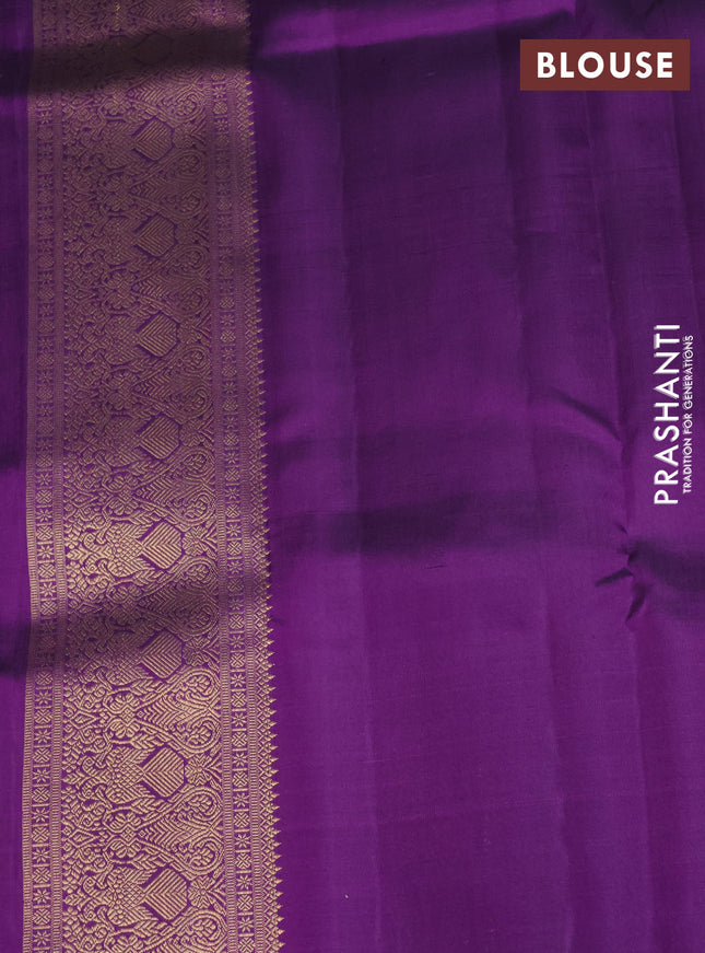 Pure kanchipuram silk saree violet with zari woven buttas and long zari woven border