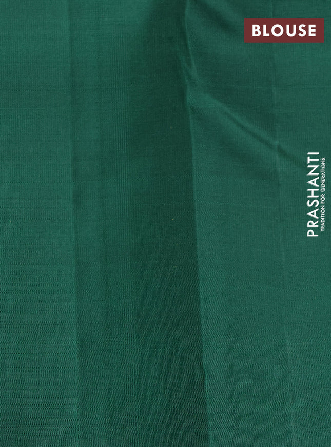 Pure kanchipuram silk saree pink and dark green with allover zari weaves & buttas in borderless style