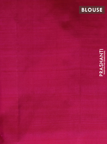Pure kanchipuram silk saree dual shade of pink with allover silver & gold zari weaves in borderless style