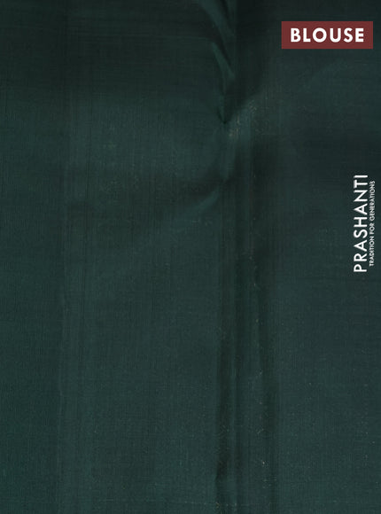 Pure kanchipuram silk saree red and bottle green with allover zari weaves & buttas in borderless style