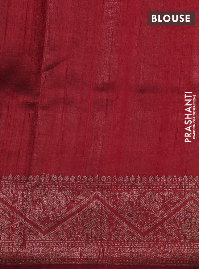 Banarasi raw silk saree pastel green and red with thread & zari woven buttas and woven border