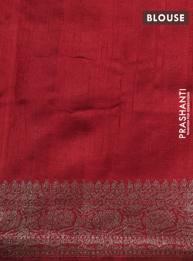 Banarasi raw silk saree green and maroon with thread & zari woven buttas and woven border