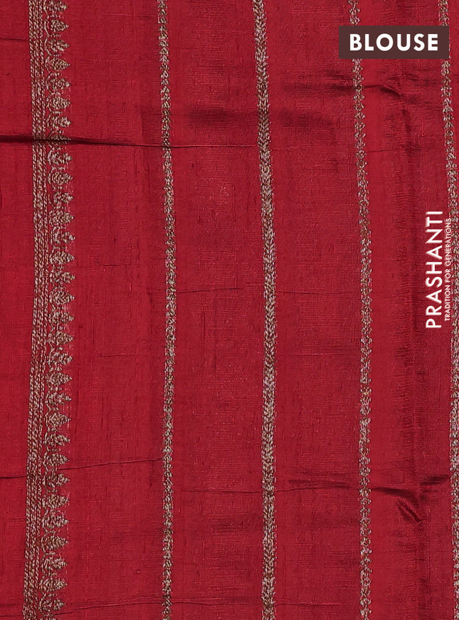Banarasi raw silk saree green and red with thread & zari woven buttas and woven border