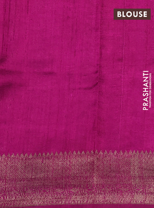 Banarasi raw silk saree teal green and pink with thread & zari woven buttas and woven border