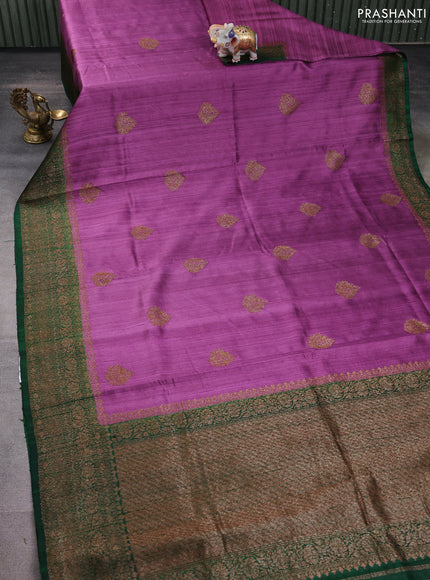 Banarasi raw silk saree pastel purple and green with thread & zari woven buttas and woven border