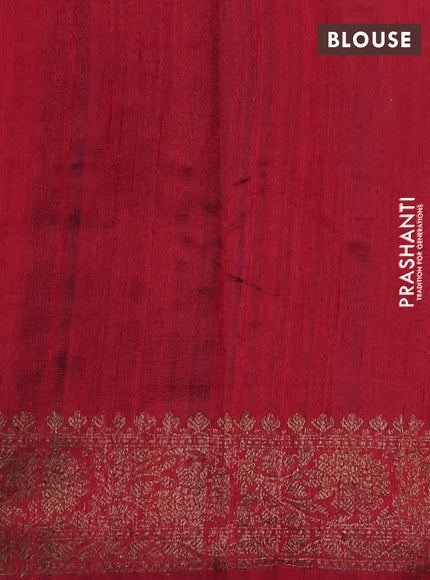 Banarasi raw silk saree cs blue and red with thread & zari woven buttas and woven border