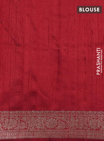 Banarasi raw silk saree lottus pink and red with thread & zari woven buttas and woven border