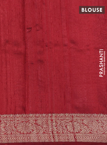 Banarasi raw silk saree rosy brown and maroon with thread & zari woven buttas and woven border