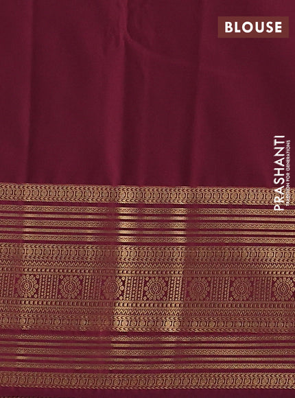 Semi kanchipuram silk saree rust shade and maroon with zari rudraksha buttas and zari woven border