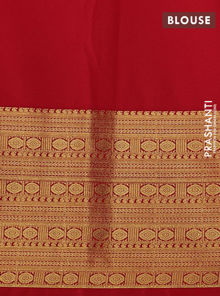 Semi kanchipuram silk saree lavender and red with zari woven buttas and long zari woven border