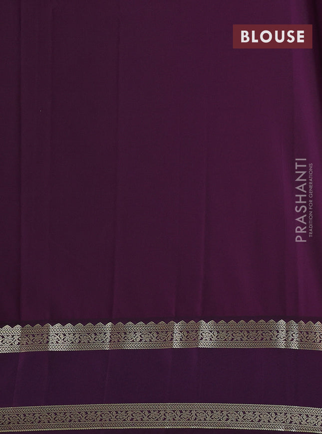 Semi kanchipuram silk saree rust shade and purple with allover zari weaves and rettapet zari woven korvai border