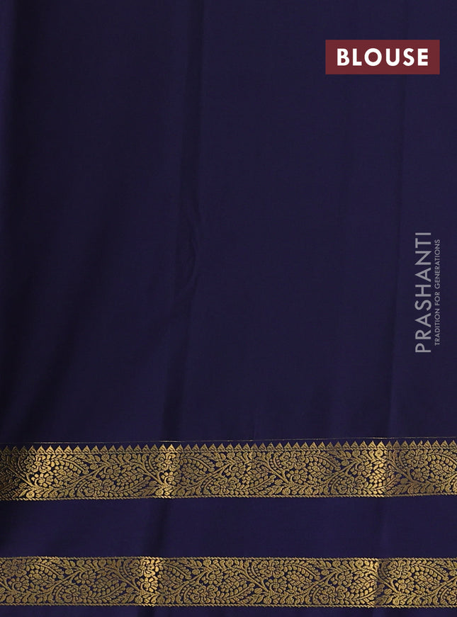 Semi kanchipuram silk saree pink and navy blue with allover zari checks & buttas and rettapet zari woven korvai border
