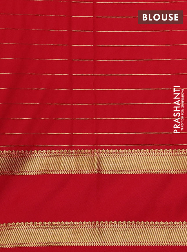Semi kanchipuram silk saree green and red with allover zari weaves and rettapet zari woven korvai border
