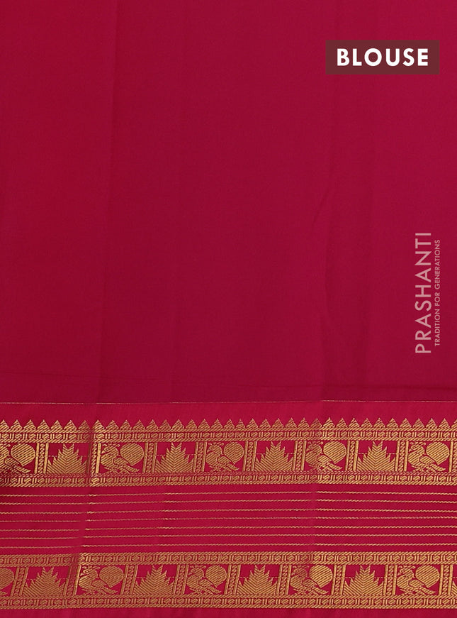 Semi kanchipuram silk saree teal blue and pink with allover zari checks & buttas and temple design rettapet zari woven border