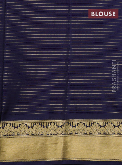 Semi kanchipuram silk saree peach pink and navy blue with allover zari weaves & buttas and rich zari korvai border