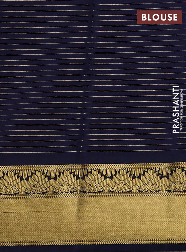 Semi kanchipuram silk saree pink and navy blue with allover zari weaves & buttas and rich zari korvai border