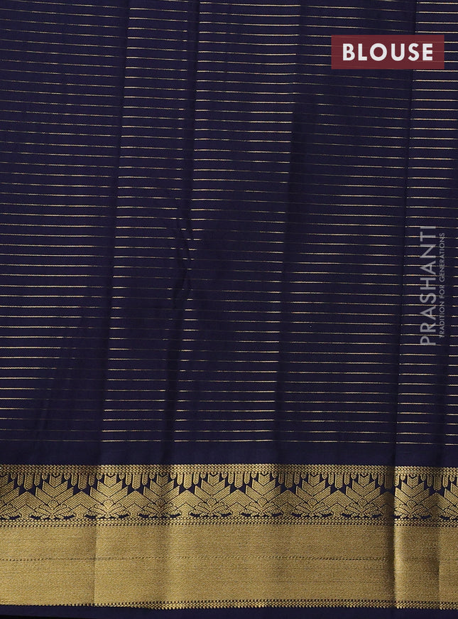 Semi kanchipuram silk saree pink and navy blue with allover zari weaves & buttas and rich zari korvai border