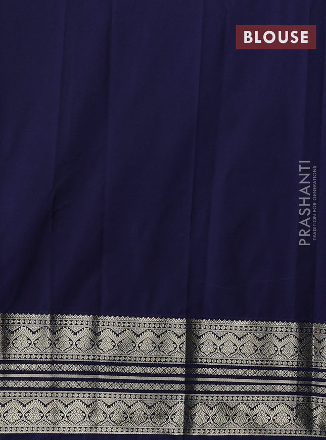 Semi kanchipuram silk saree teal green and navy blue with zari woven buttas and zari woven border