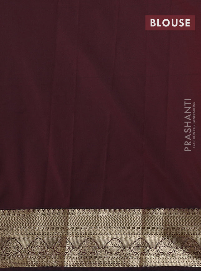 Semi kanchipuram silk saree lime green and deep maroon with allover zari small checks & buttas and zari woven border
