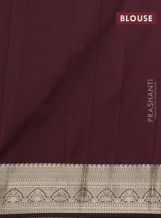 Semi kanchipuram silk saree yellow and deep maroon with allover zari small checks & buttas and zari woven border