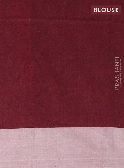 Bengal soft cotton saree deep maroon and beige with thread woven buttas and simple border