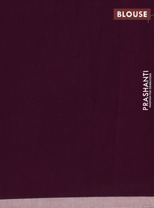 Bengal soft cotton saree dark magenta and beige with thread woven buttas and piping border