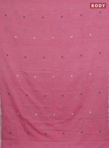 Bengal soft cotton saree pink with thread woven buttas and piping border