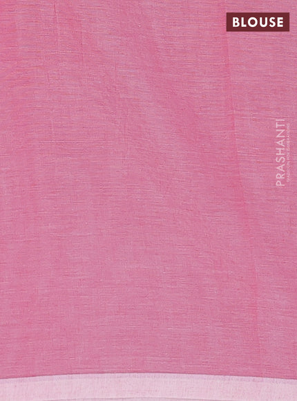 Bengal soft cotton saree pink with thread woven buttas and piping border