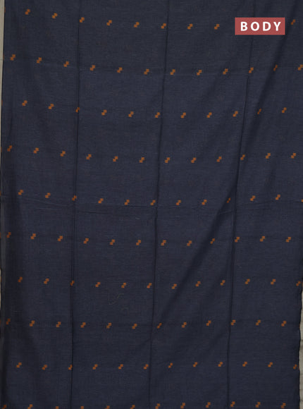 Bengal soft cotton saree dark grey with thread woven buttas and piping border