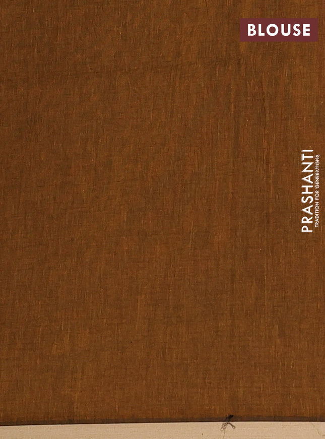 Bengal soft cotton saree dark mustard with thread woven buttas and piping border