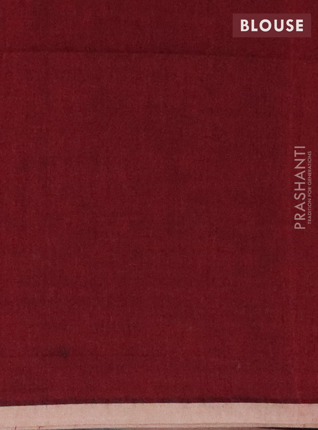 Bengal soft cotton saree maroon and beige with thread woven buttas and piping border