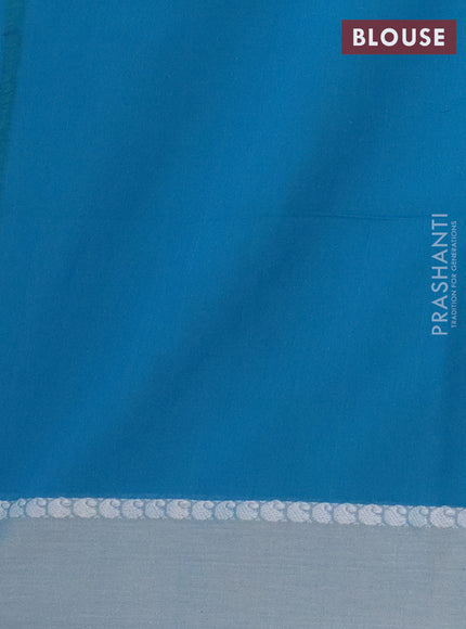 Bengal soft cotton saree cs blue with thread woven buttas and paisley thread woven simple border