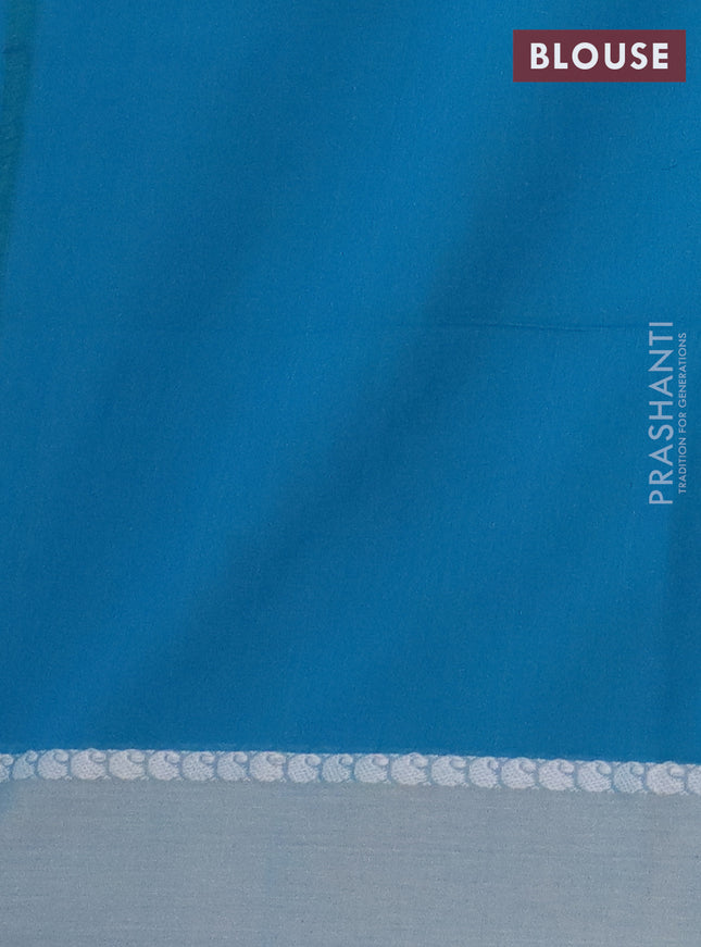 Bengal soft cotton saree cs blue with thread woven buttas and paisley thread woven simple border