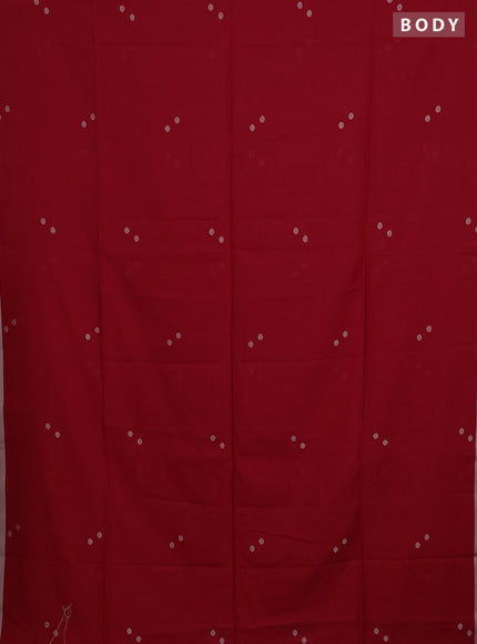 Bengal soft cotton saree red with thread woven buttas and piping border