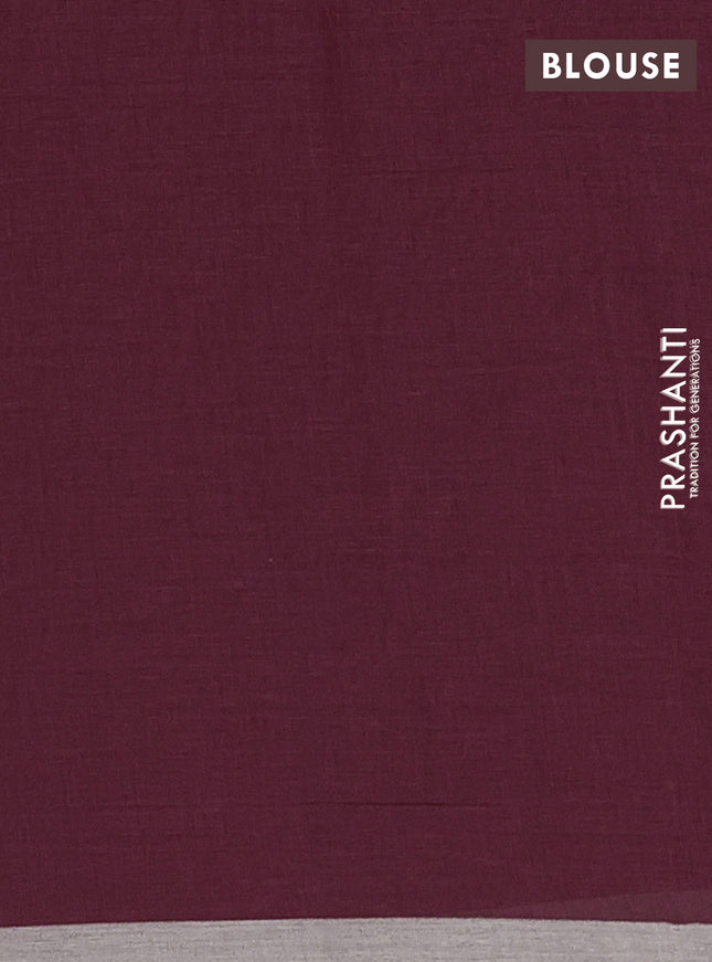 Bengal soft cotton saree maroon and beige with thread woven buttas and piping border