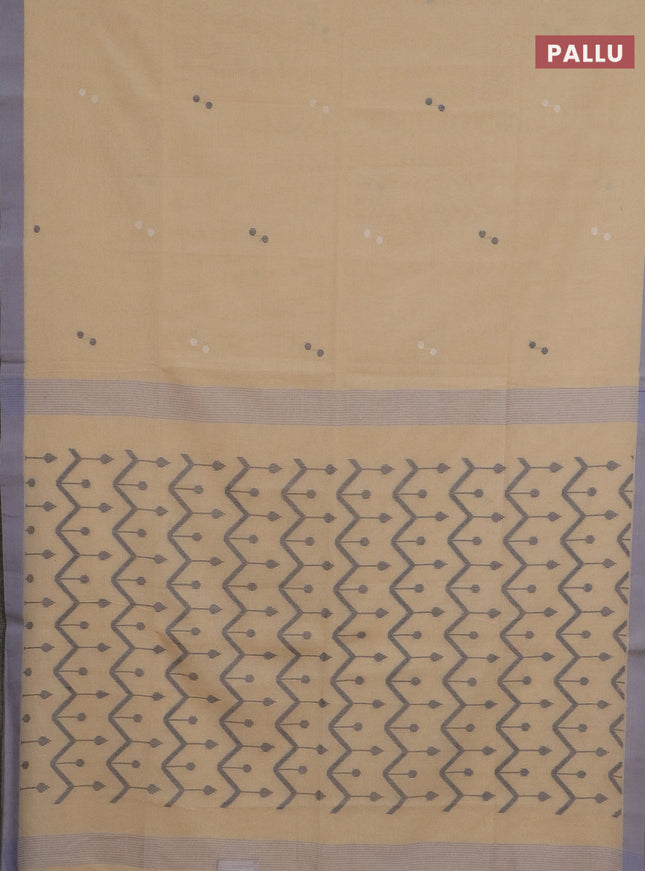 Bengal soft cotton saree sandal and grey with thread woven buttas and simple border